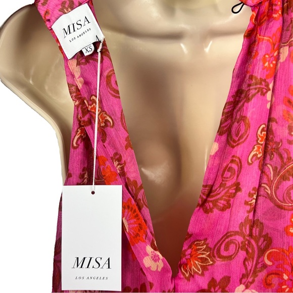 NWT MISA Los Angeles Sheer Floral Halter Jumpsuit Size XS - Picture 4 of 5